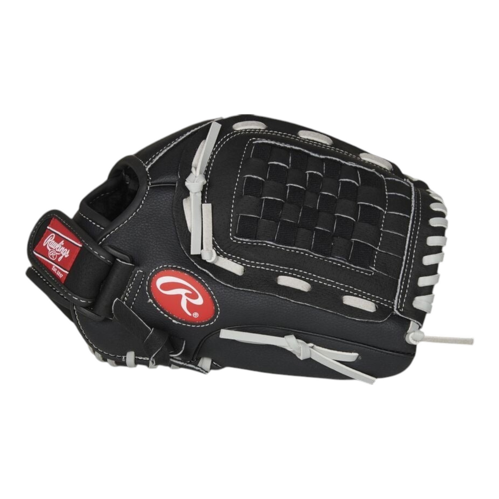 Guante de softbol Radach Sports Rawlings RSB de 12 pulgadas en color negro con diseño de red H-Web y ajuste de velcro