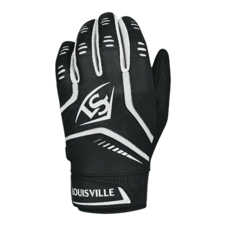 Guantes de bateo Radach Sports Louisville Omaha negros para niños con palma de cuero y ajuste de neopreno