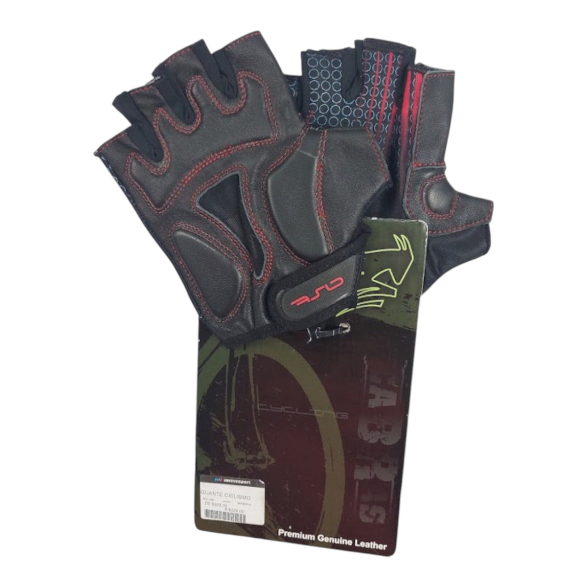 Guantes de ciclismo Radach Sports Cabras en piel genuina color rojo con palma acojinada y diseño sin dedos