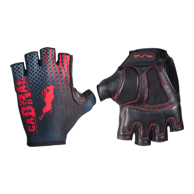 Guantes de ciclismo Radach Sports Cabras en color rojo y negro, fabricados en piel genuina con palma acolchada.