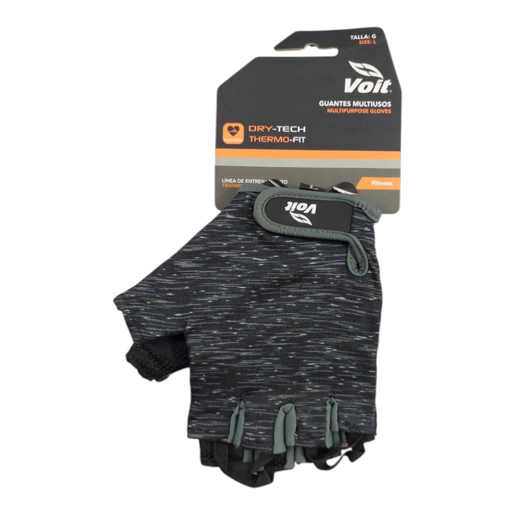 Guantes multiusos Radach Sports Voit negros de fitness con tecnología Dry-Tech y diseño sin dedos en talla L