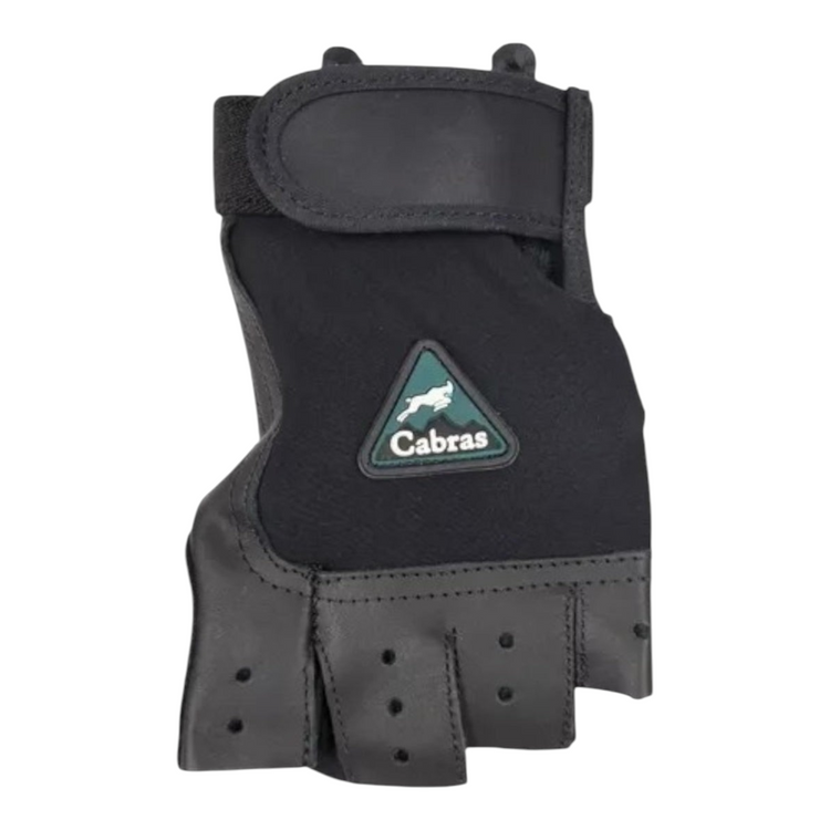 Guantes de gimnasio Radach Sports Cabras cortos de piel negra y licra con cierre de velcro y perforaciones
