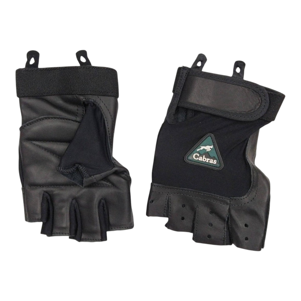 Par de guantes Radach Sports Cabras cortos para gimnasio en piel negra y licra con cierre de velcro ajustable