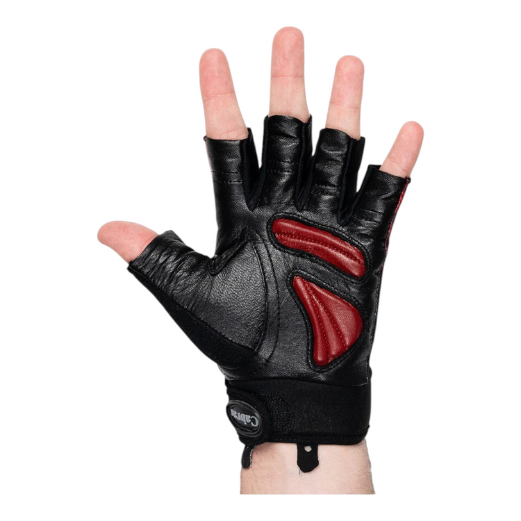 Guantes Radach Sports Mastergrip de piel negra con detalles rojos para gimnasio y levantamiento de pesas
