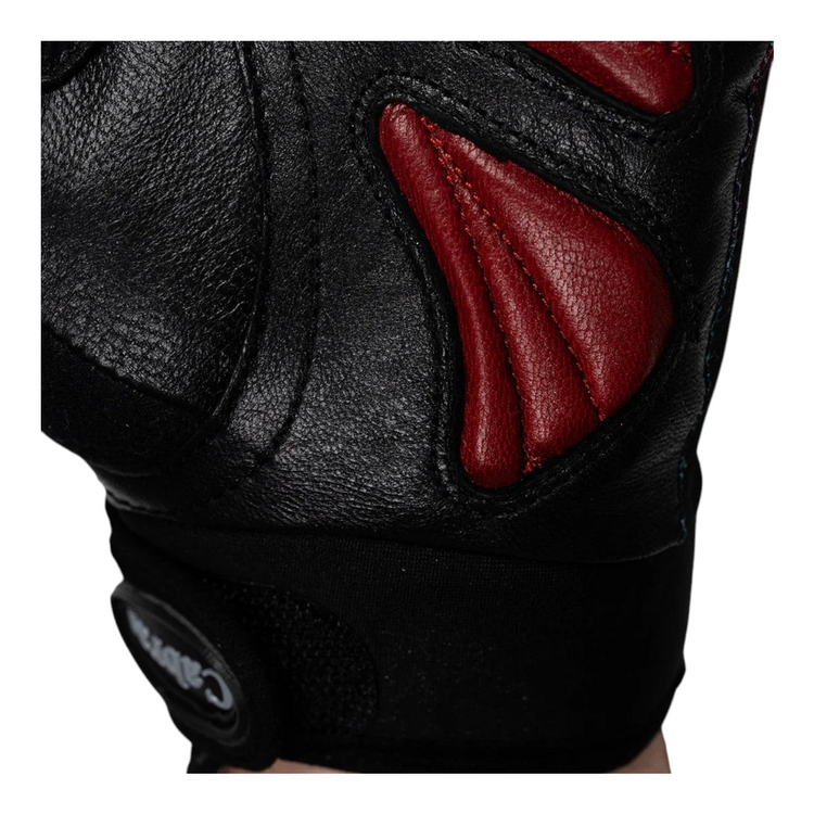 Guantes de gimnasio Radach Sports Mastergrip en piel genuina negra con detalles en rojo y palma reforzada