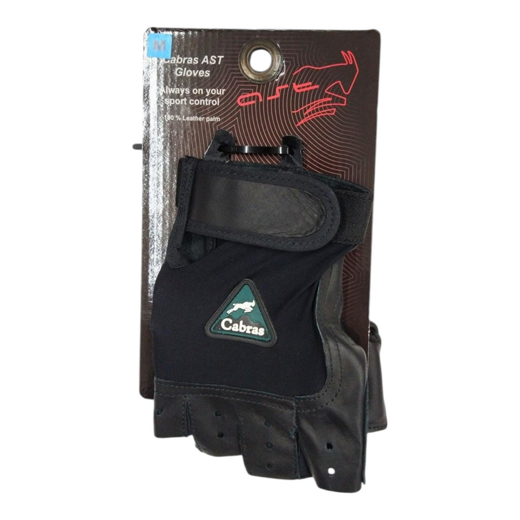 Guantes de gimnasio Cabras Radach Sports cortos de piel natural y licra negra para levantamiento de pesas