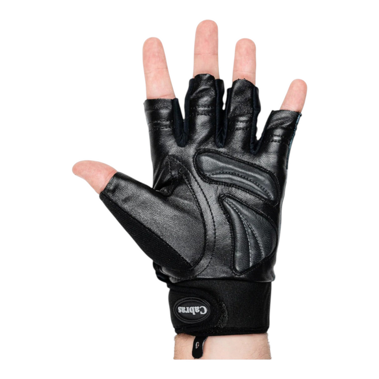 Guantes de gimnasio Radach Sports Cabras Powerlight en color gris con palma de piel genuina y ajuste de velcro