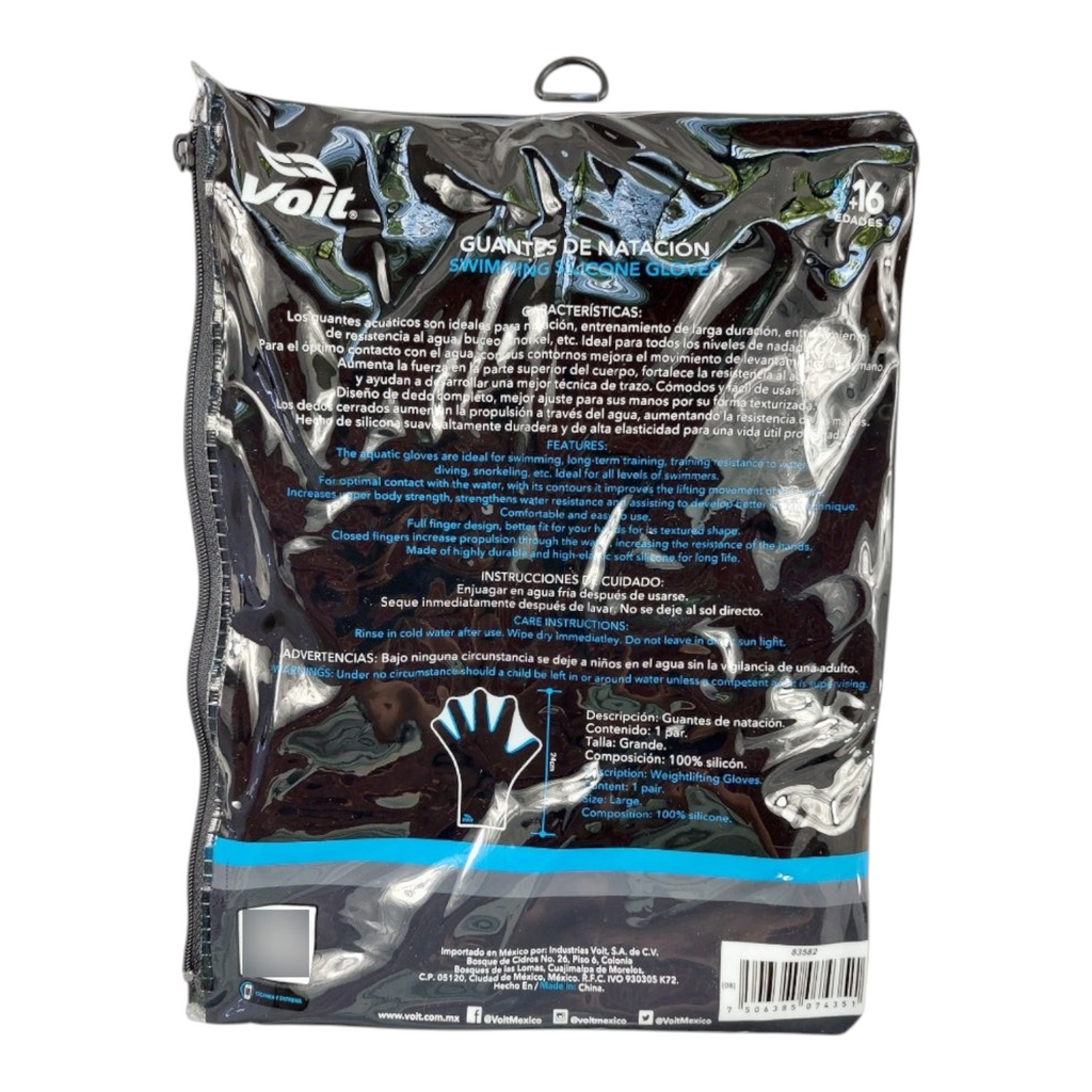Empaque de guantes de natación Radach Sports Voit de silicón negro para entrenamiento de resistencia acuática