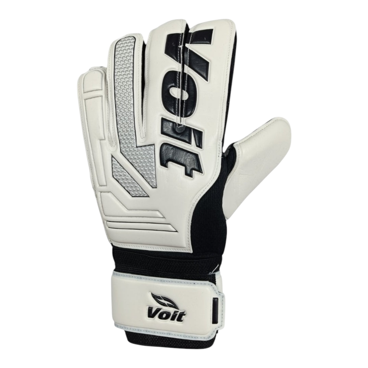 Guantes de portero Radach Sports Voit Snakebite en color blanco con palma de látex y ajuste de velcro profesional