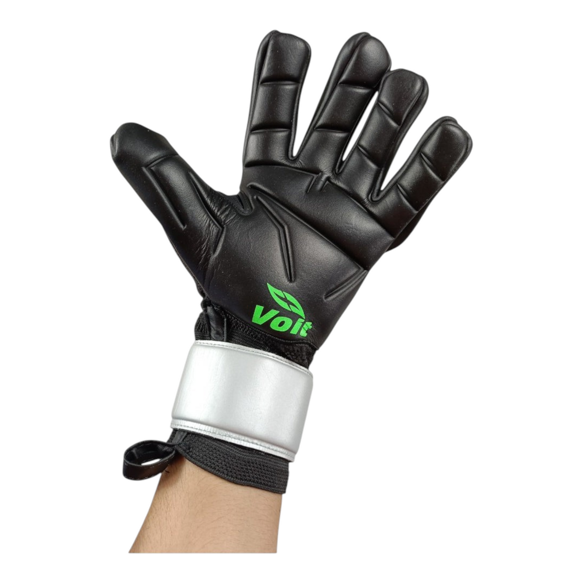 Guantes de portero Radach Sports Voit Snakebite color gris con palma de látex y ajuste de velcro para entrenamiento