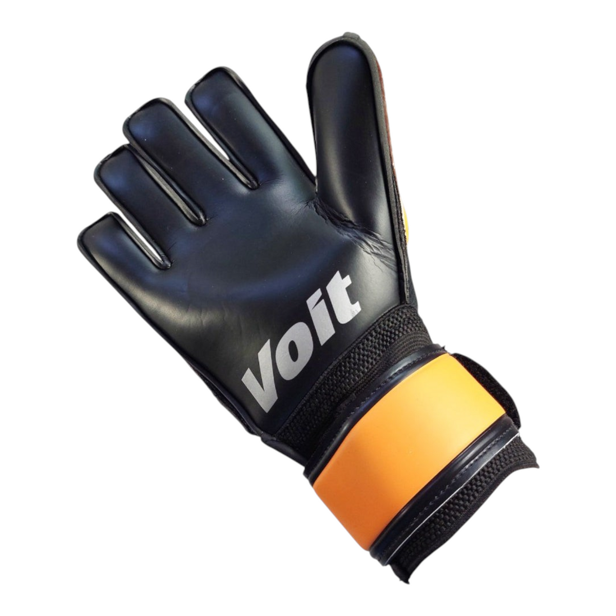 Guantes de portero Radach Sports Voit Performance en color negro y naranja con varillas de protección removibles