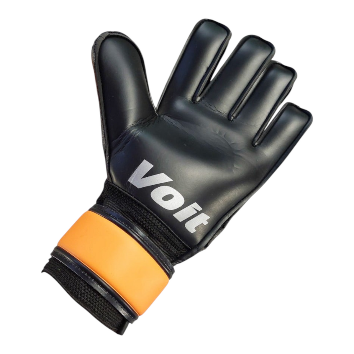 Guante de portero Radach Sports Voit Performance negro con detalles en naranja y varillas de protección removibles