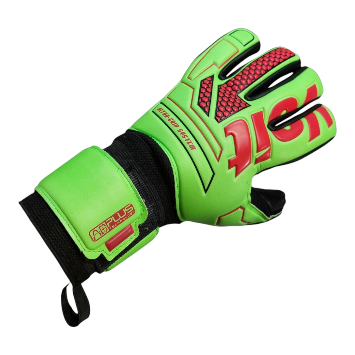 Guantes de portero Radach Sports Voit Snakebite verdes de látex con corte negativo y sistema de agarre profesional