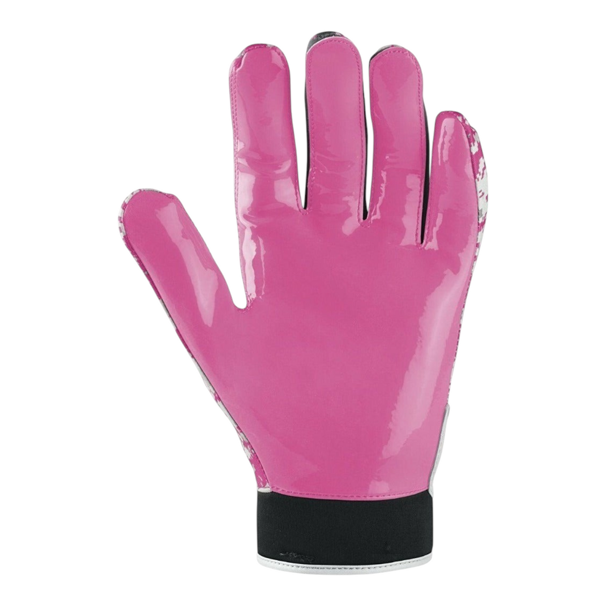 Guantes de receptor de futbol americano Radach Sports Wilson en color rosa con patron camuflaje y palma adherente