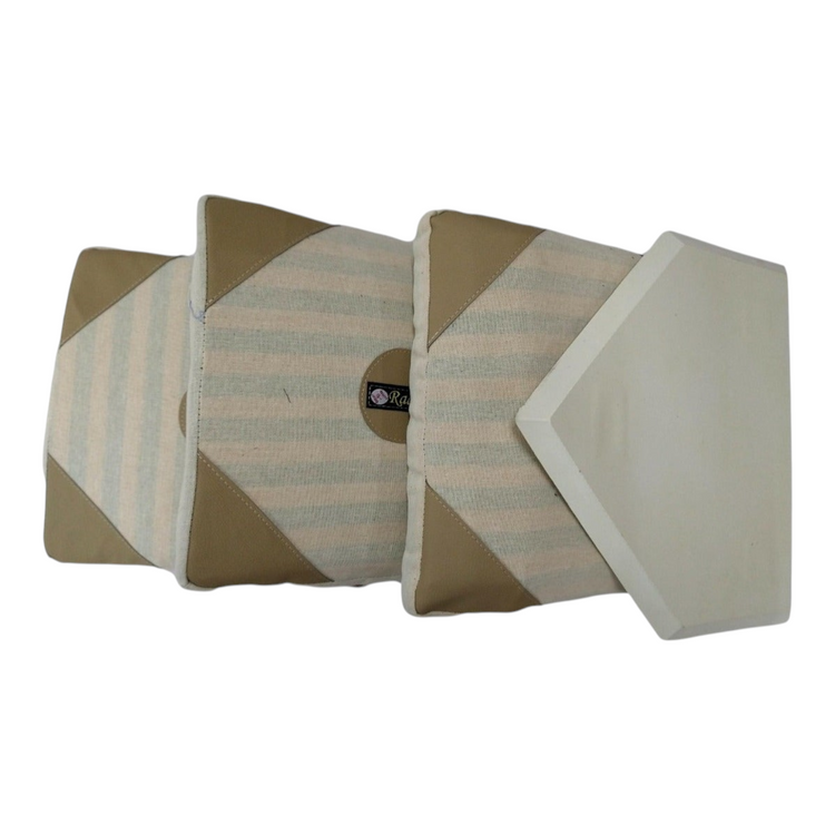 Juego de bases y home plate Radach Sports con diseño a rayas beige y blanco, ideal para entrenamiento de beisbol.