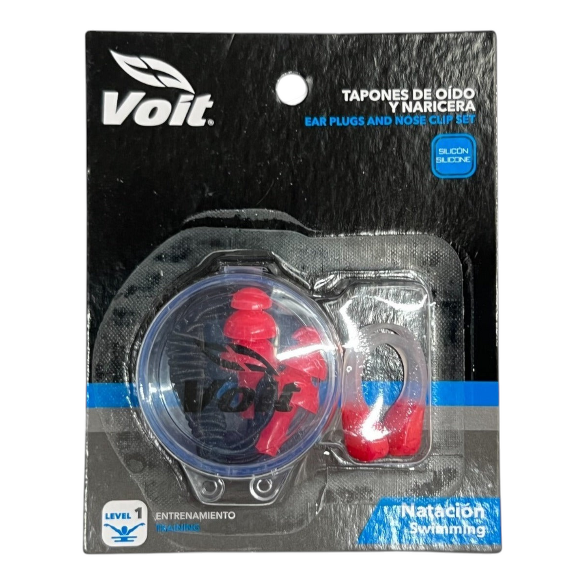Kit de natación Radach Sports con tapones y naricera rojos de silicona en estuche protector para entrenamiento