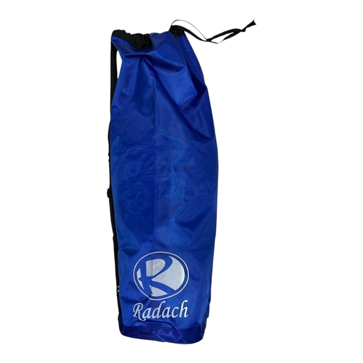 Maleta tipo costal Radach Sports azul de poliéster para equipo de béisbol y sóftbol con logo impreso