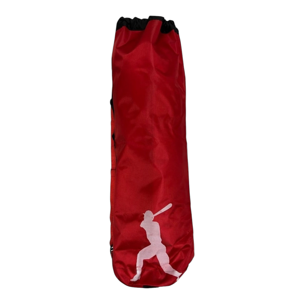 Maleta tipo costal Radach Sports roja de poliéster para equipo de béisbol y sóftbol con gráfico de bateador