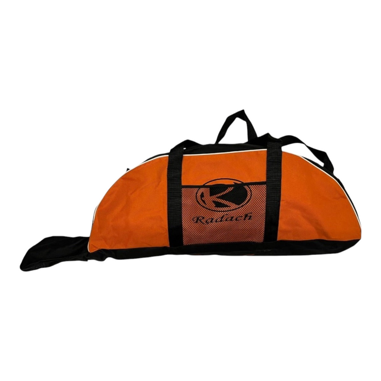 Maleta Radach Sports para beisbol y softbol en color naranja y negro, fabricada en poliester con compartimento para bat