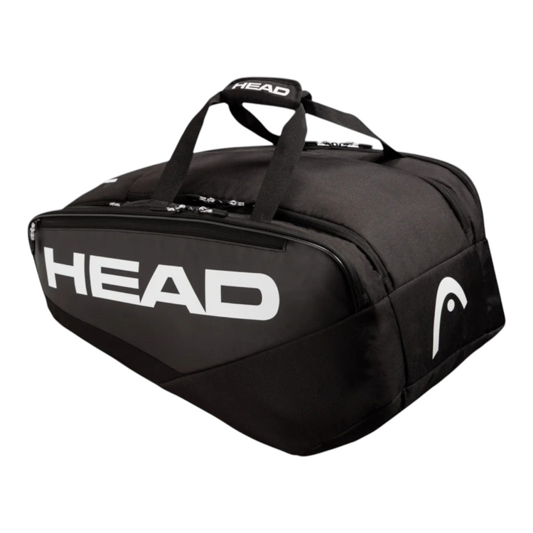 Bolsa de pickleball Radach Sports HEAD PRO negra con logo blanco, compartimentos para paletas y tecnología CCT+
