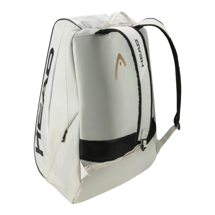 Maleta de padel Radach Sports Head Pro X L blanca con compartimentos térmicos y correas de mochila ajustables