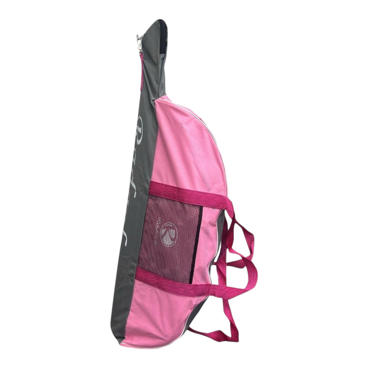Maleta tote Radach Sports para beisbol y softbol en color rosa y gris con compartimento de malla lateral
