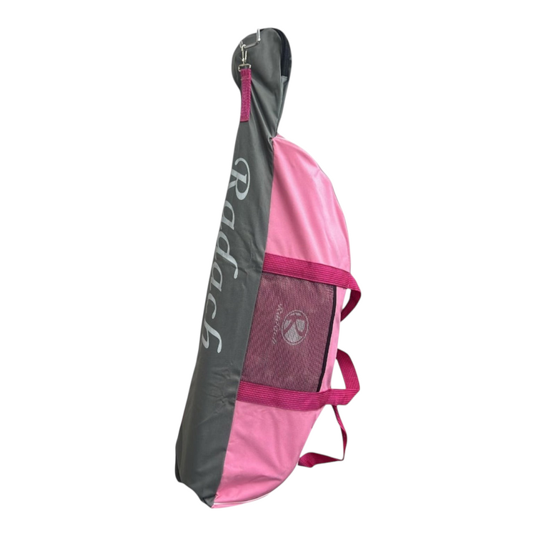 Maleta tote Radach Sports individual para béisbol y sóftbol en color rosa y gris con bolsillo de malla lateral