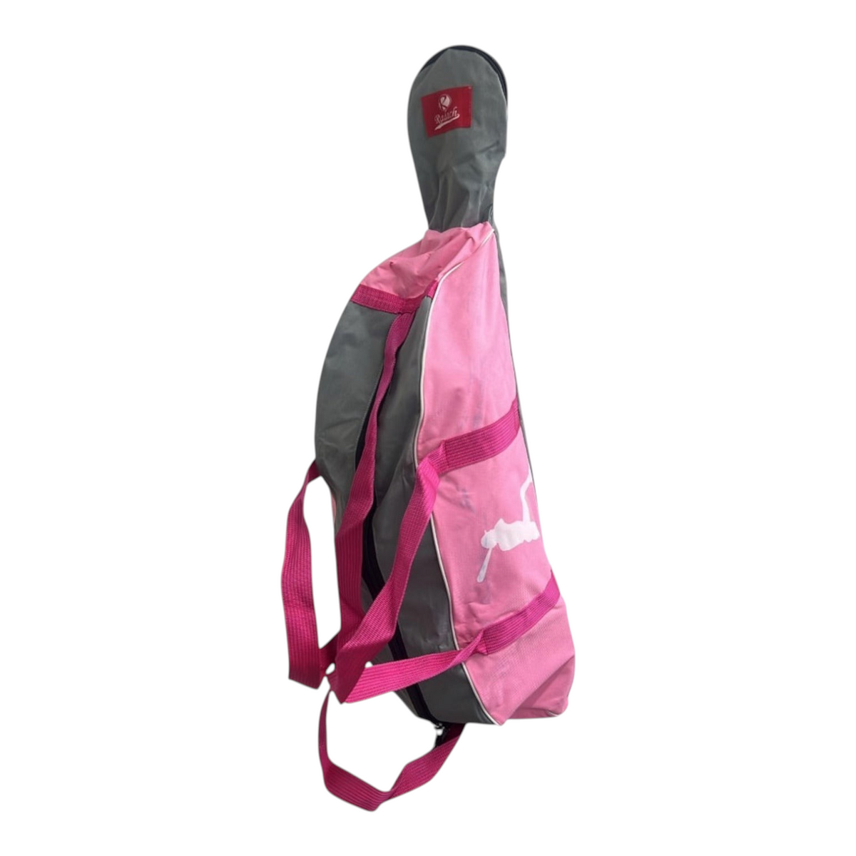 Maleta tote Radach Sports para beisbol y softbol en color rosa y gris con correas resistentes