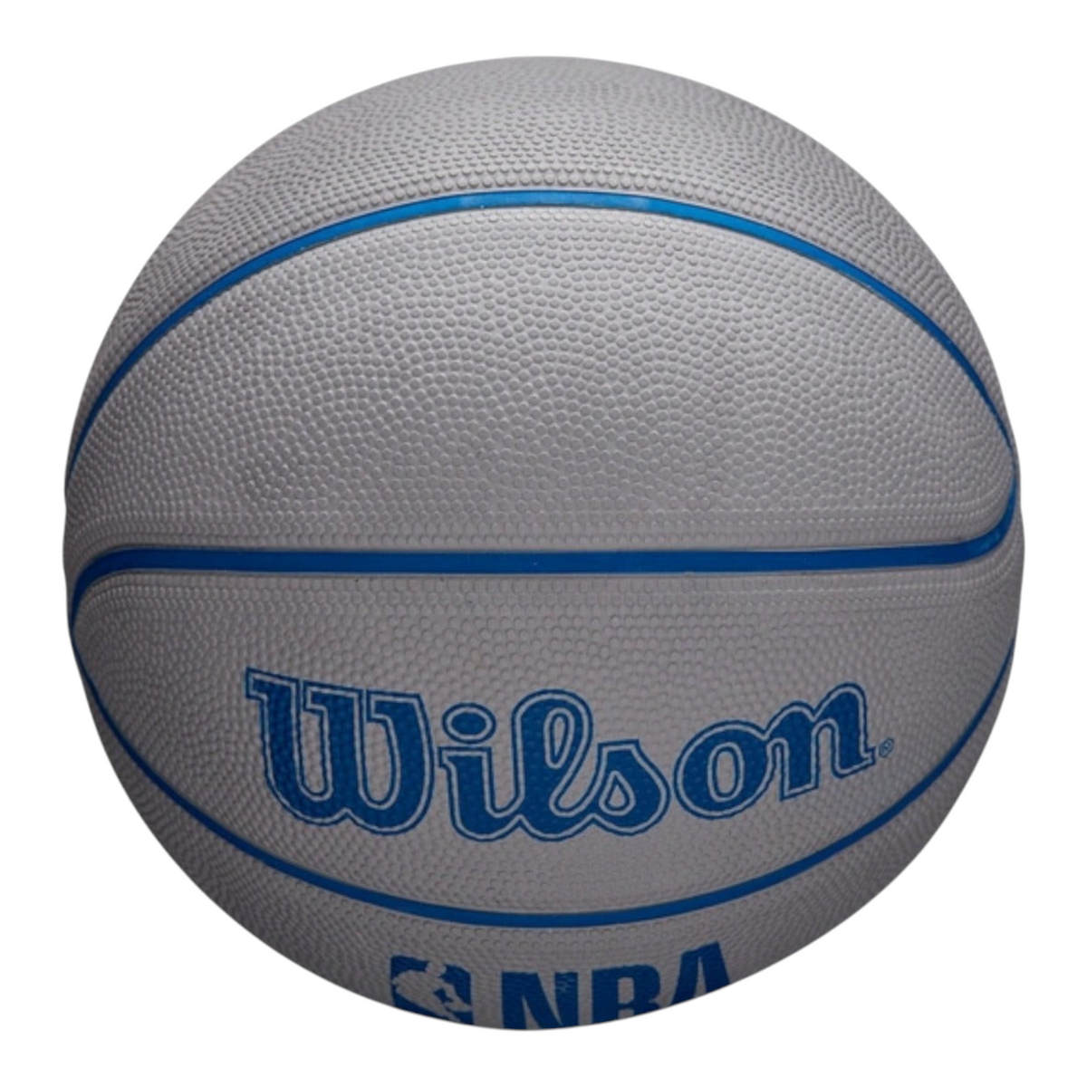 Balón de baloncesto Wilson NBA DRV tamaño mini en color gris con detalles en azul, disponible en Radach Sports