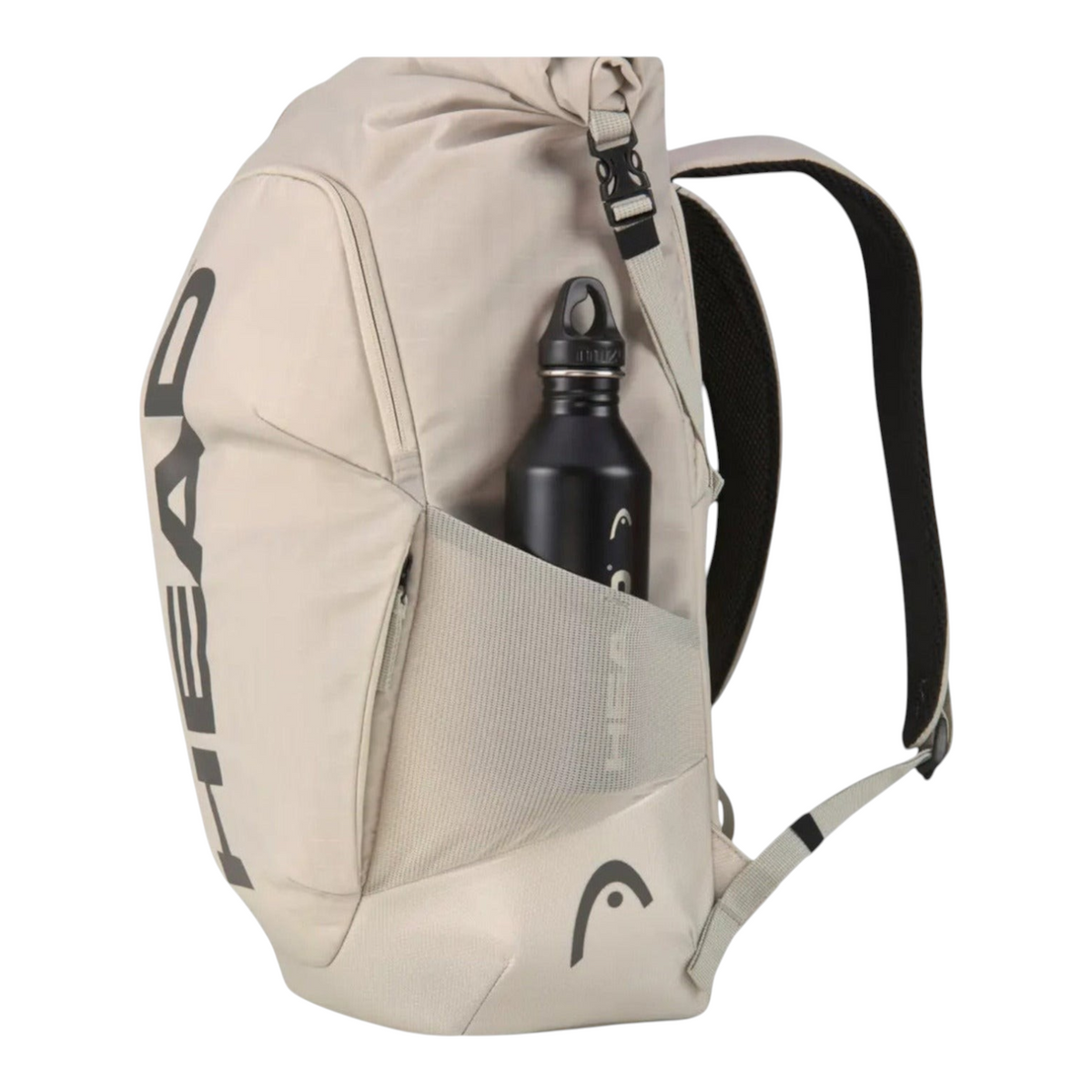 Mochila Radach Sports Head Tour color beige con compartimento lateral para botella y logo de la marca