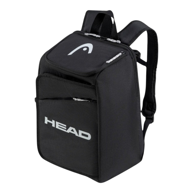 Mochila juvenil Radach Sports Head Jr Tour de 20 litros en color negro con logo blanco y compartimento frontal