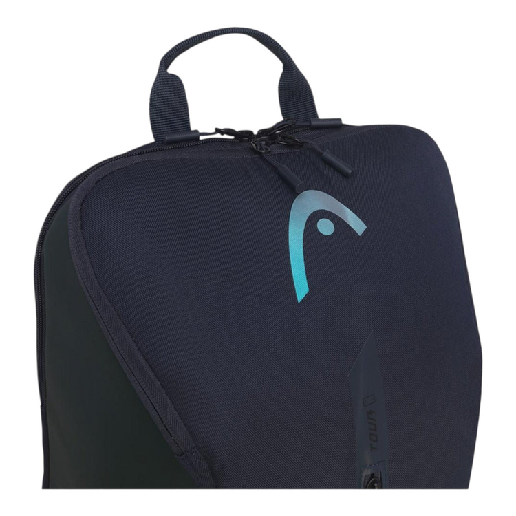 Mochila Radach Sports HEAD Tour 25L azul marino para tenis y pádel con logo frontal y compartimento con cremallera