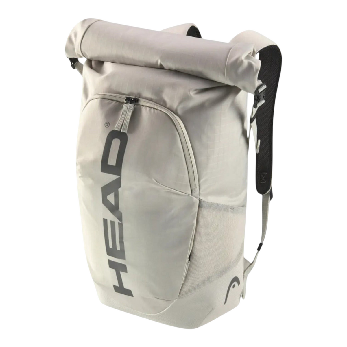 Mochila Radach Sports Head Tour color gris claro con diseño roll-top y compartimento para tres raquetas de tenis