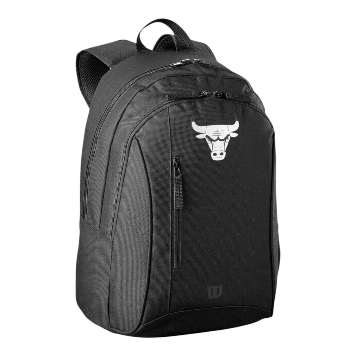 Mochila Radach Sports Wilson NBA Chicago Bulls negra con compartimento para balón y logo del equipo al frente