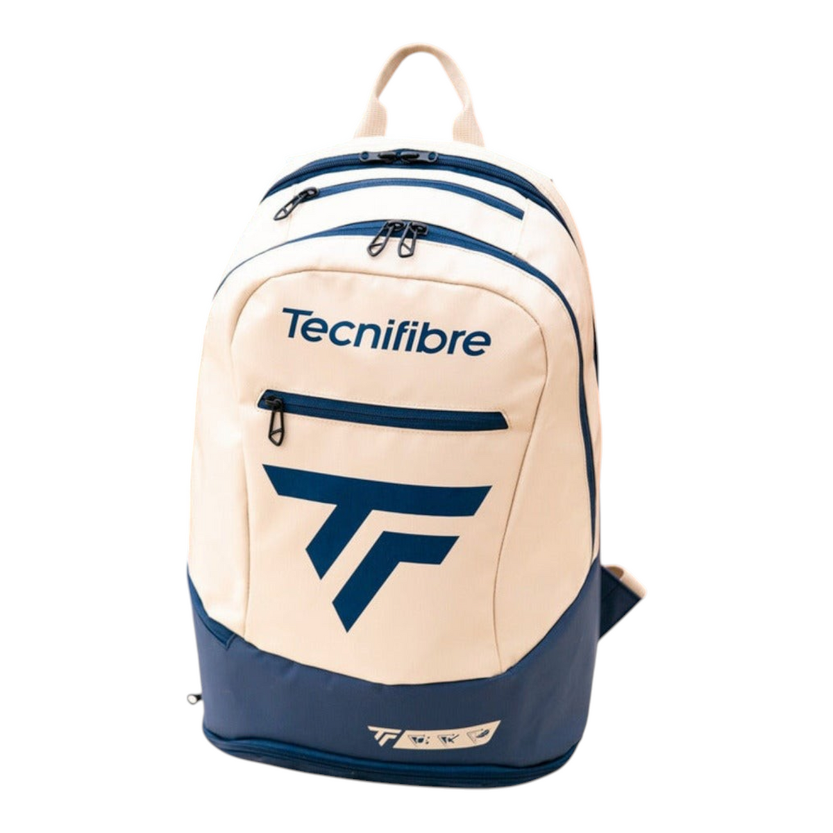 Mochila Radach Sports Tecnifibre Tour Endurance en color arena y azul marino, fabricada en material impermeable.