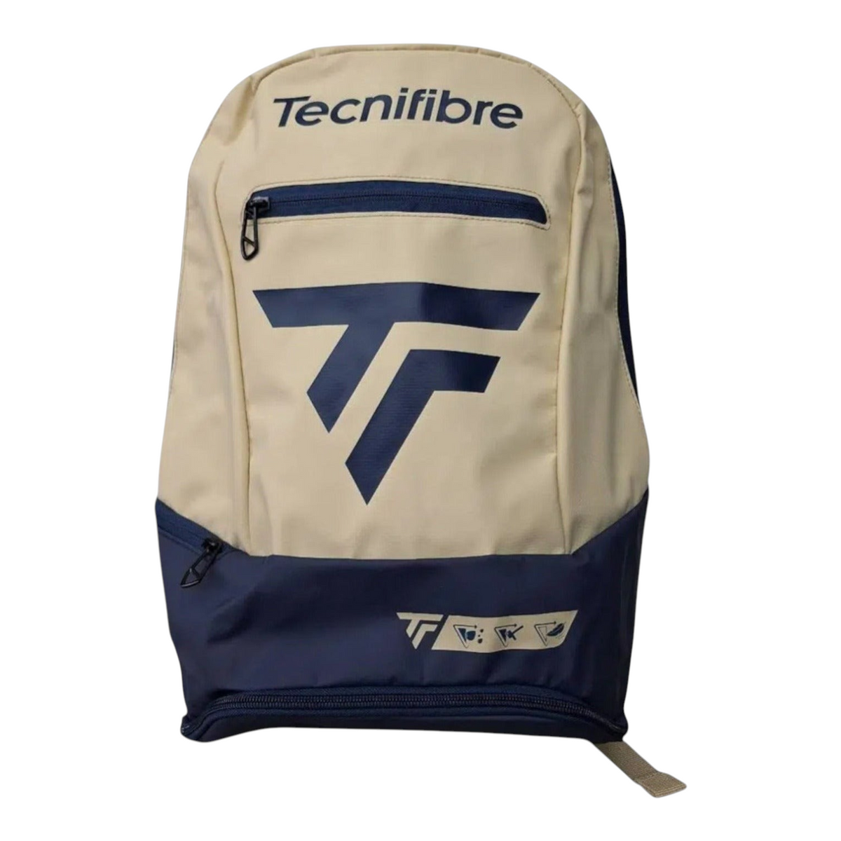 Mochila Radach Sports Tecnifibre Tour Endurance en color arena y azul marino, fabricada en material impermeable.