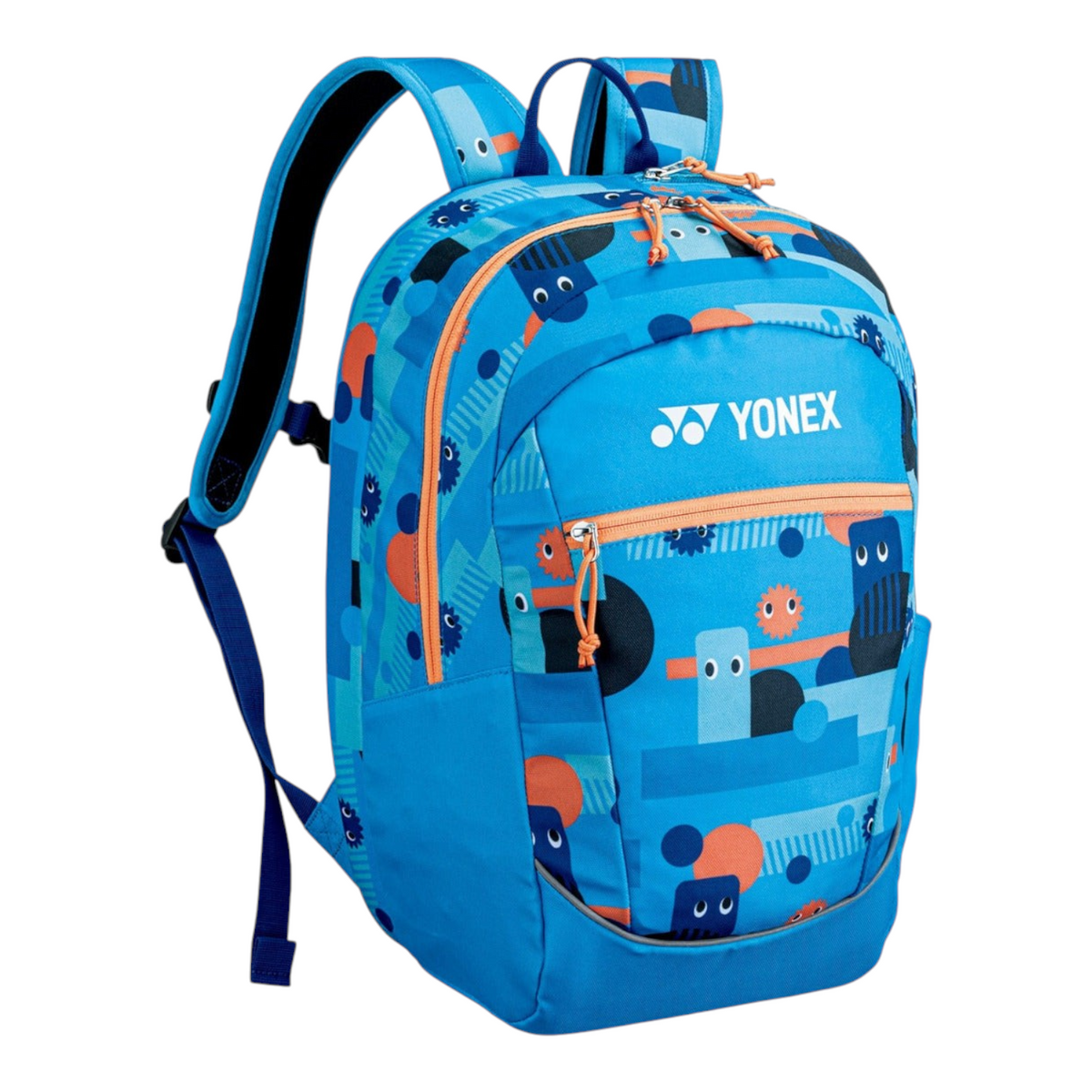 Mochila junior Yonex de Radach Sports en color azul con estampado divertido, compartimento para raqueta y correas