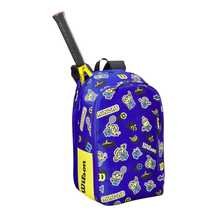 Mochila de tenis Radach Sports Wilson Minions V3 azul con estampado de personajes y espacio para dos raquetas