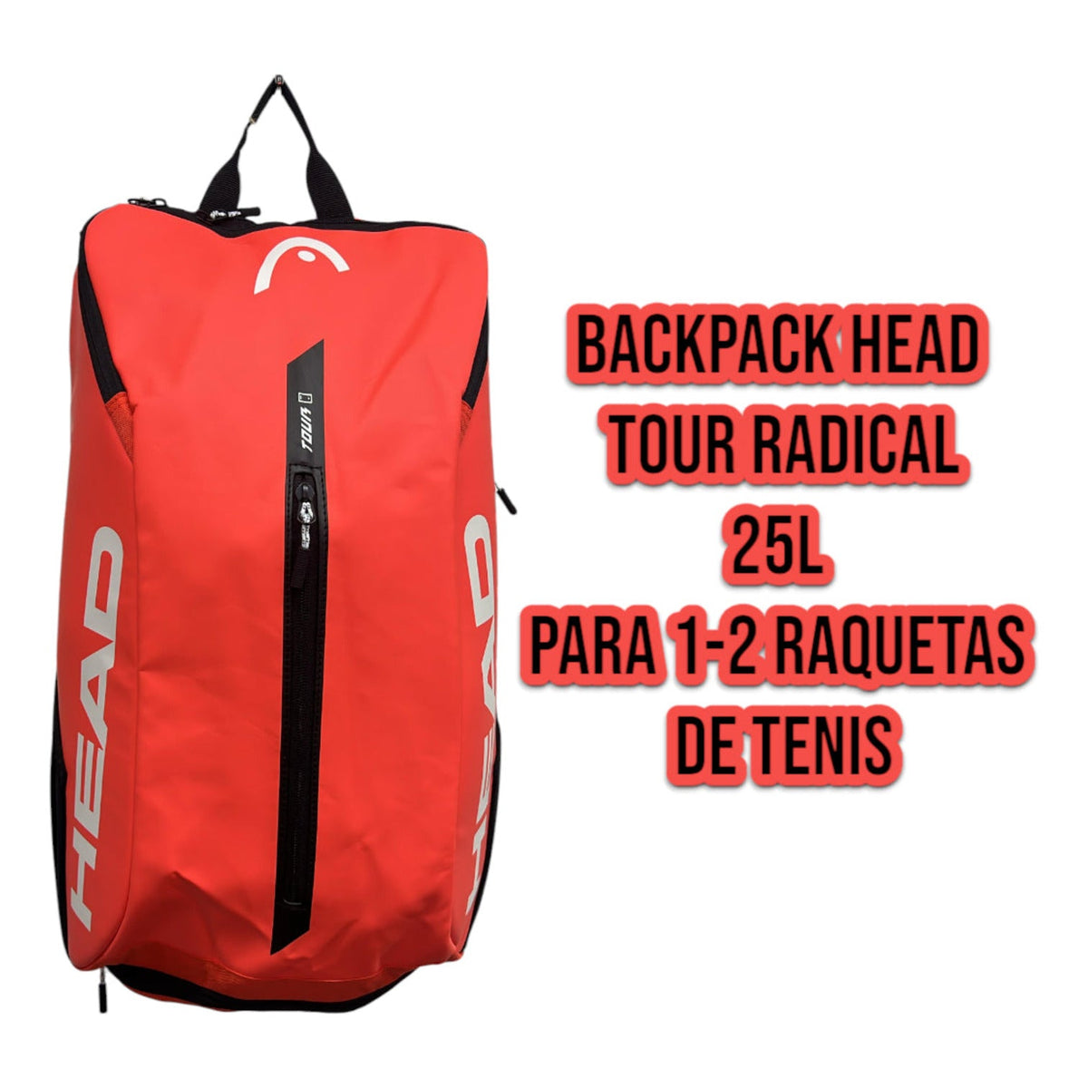 Mochila de tenis Radach Sports HEAD Tour Radical roja de 25 litros con compartimento para raquetas y calzado