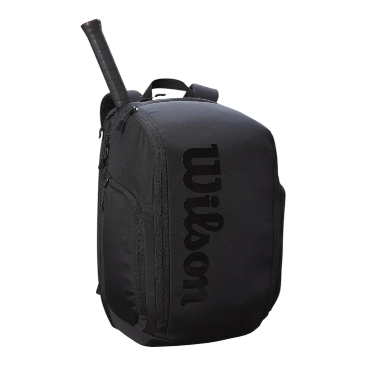 Mochila Radach Sports Wilson Super Tour Pro Staff negra con compartimento para dos raquetas de tenis