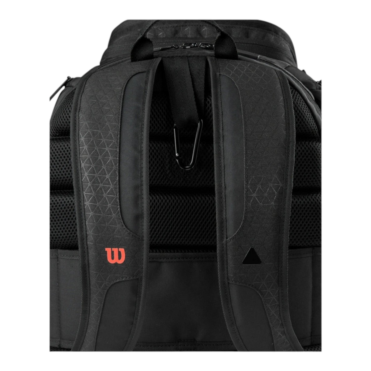 Correas ergonómicas acolchadas de la mochila Radach Sports Wilson Clash V3 negra con mosquetón y logo rojo