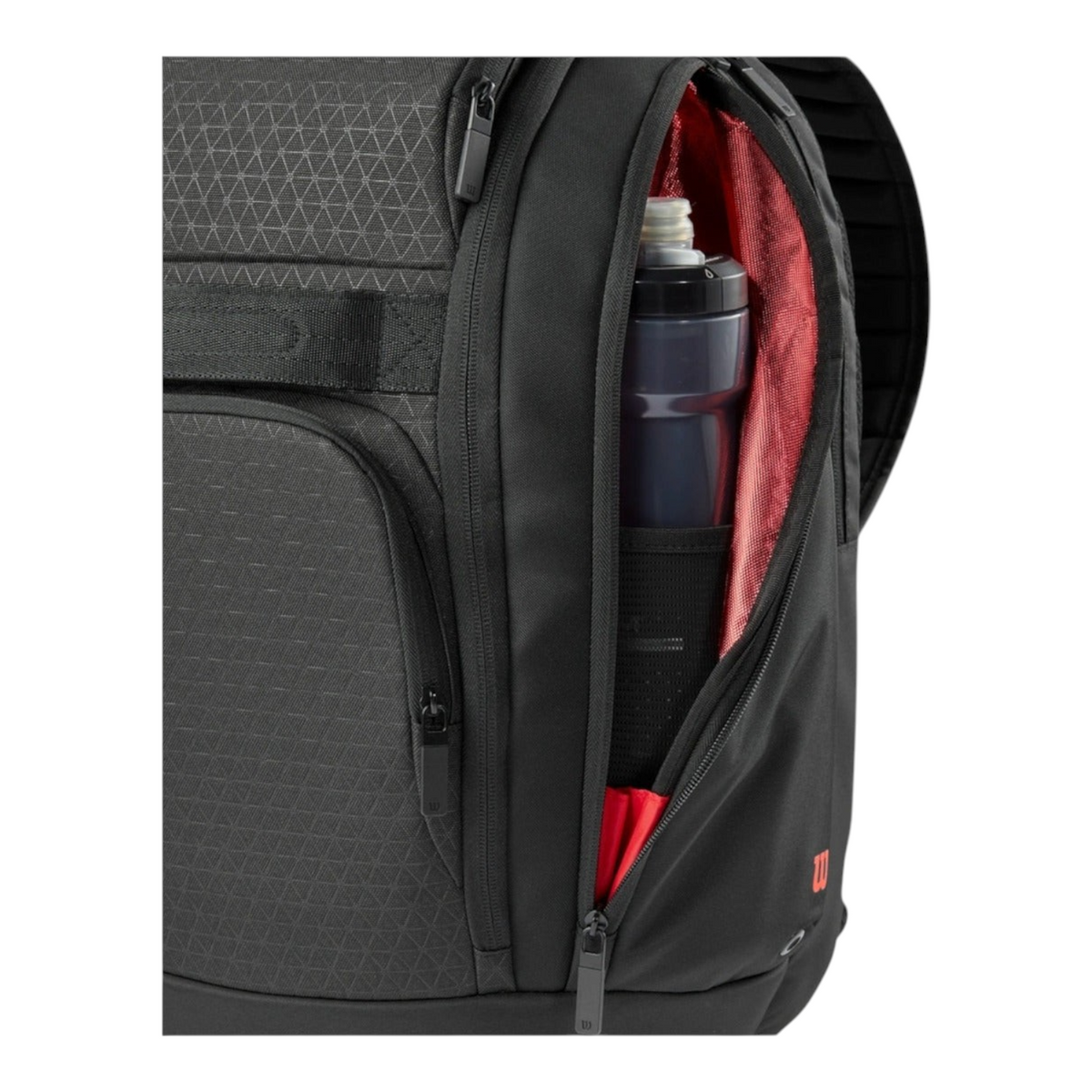 Mochila Radach Sports Wilson Clash V3 negra con compartimento lateral térmico y botella de agua