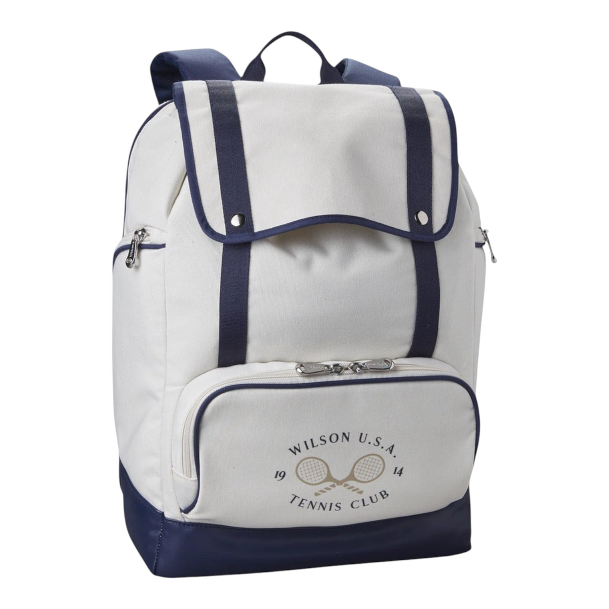 Mochila Radach Sports Wilson Heritage 1914 color crema y azul para dos raquetas de tenis con diseño vintage