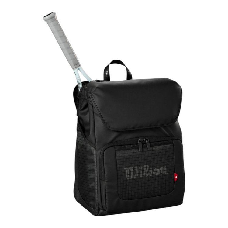 Mochila Radach Sports Wilson Lifestyle negra de poliéster con compartimento para dos raquetas de tenis