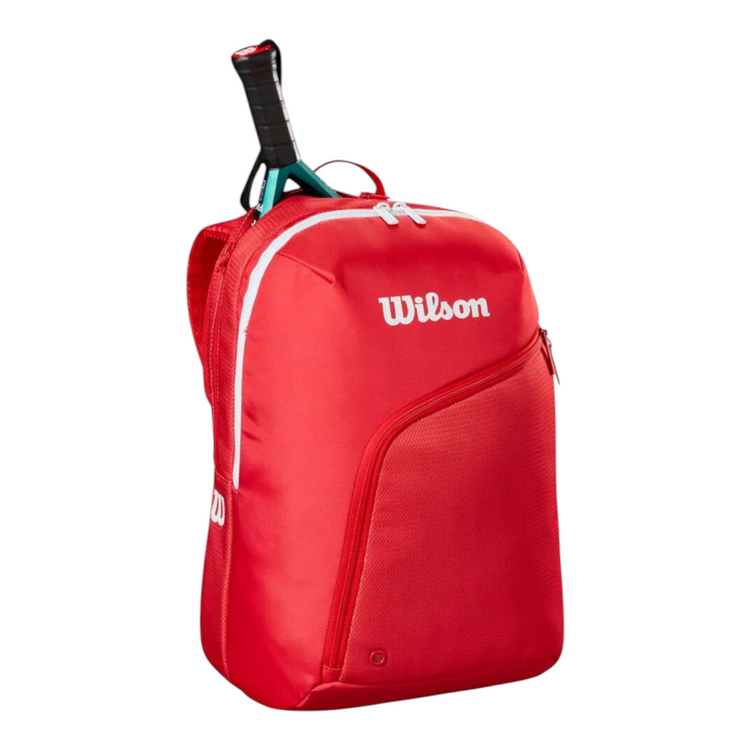 Mochila Radach Sports Wilson Padel Tour roja con compartimento para palas y diseño ergonómico