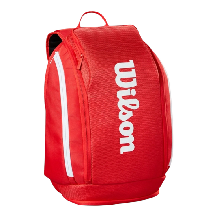 Mochila Radach Sports Wilson Super Tour roja para dos raquetas con compartimento ventilado y diseño ergonómico
