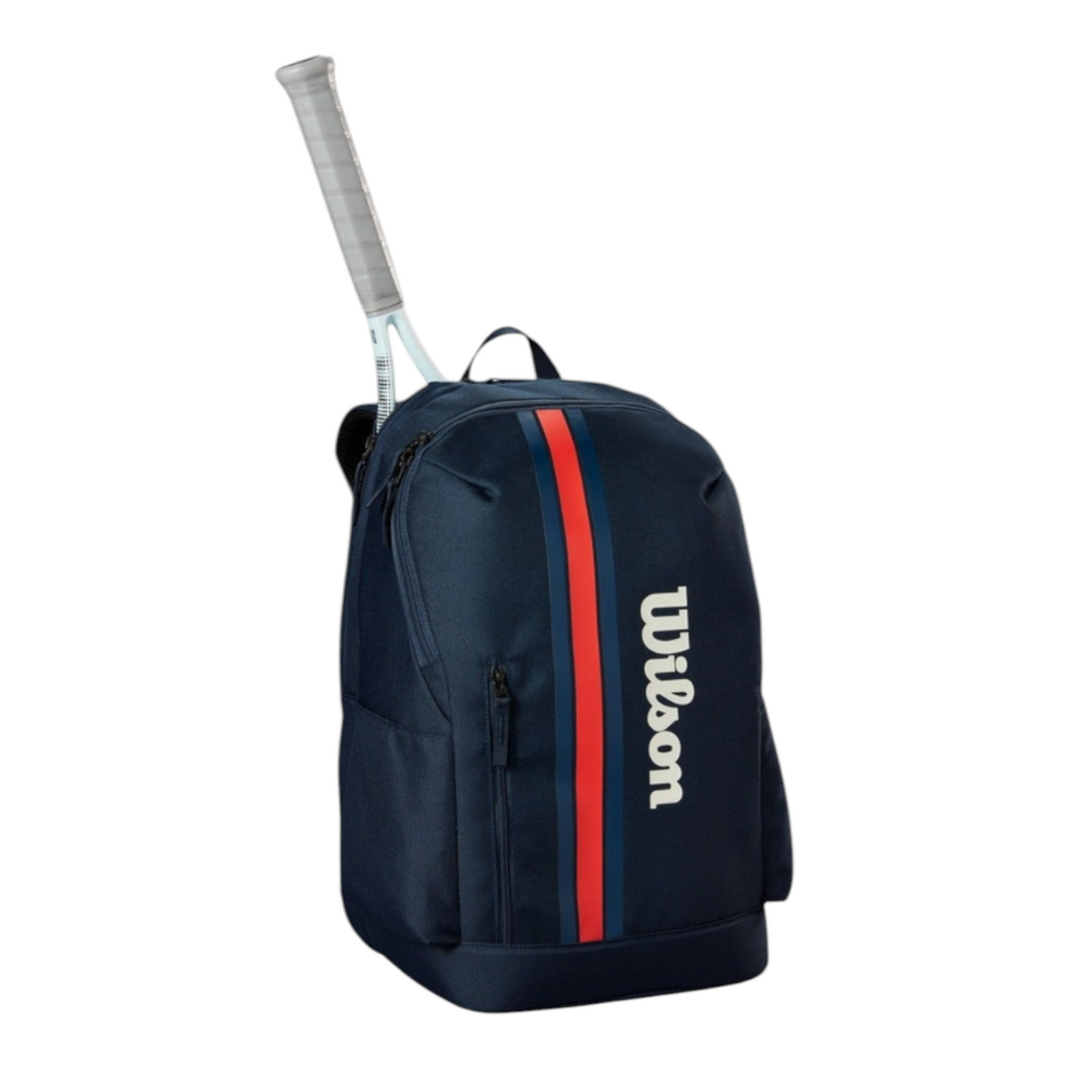 Mochila Radach Sports Wilson Team azul marino con franja roja y espacio para dos raquetas de tenis