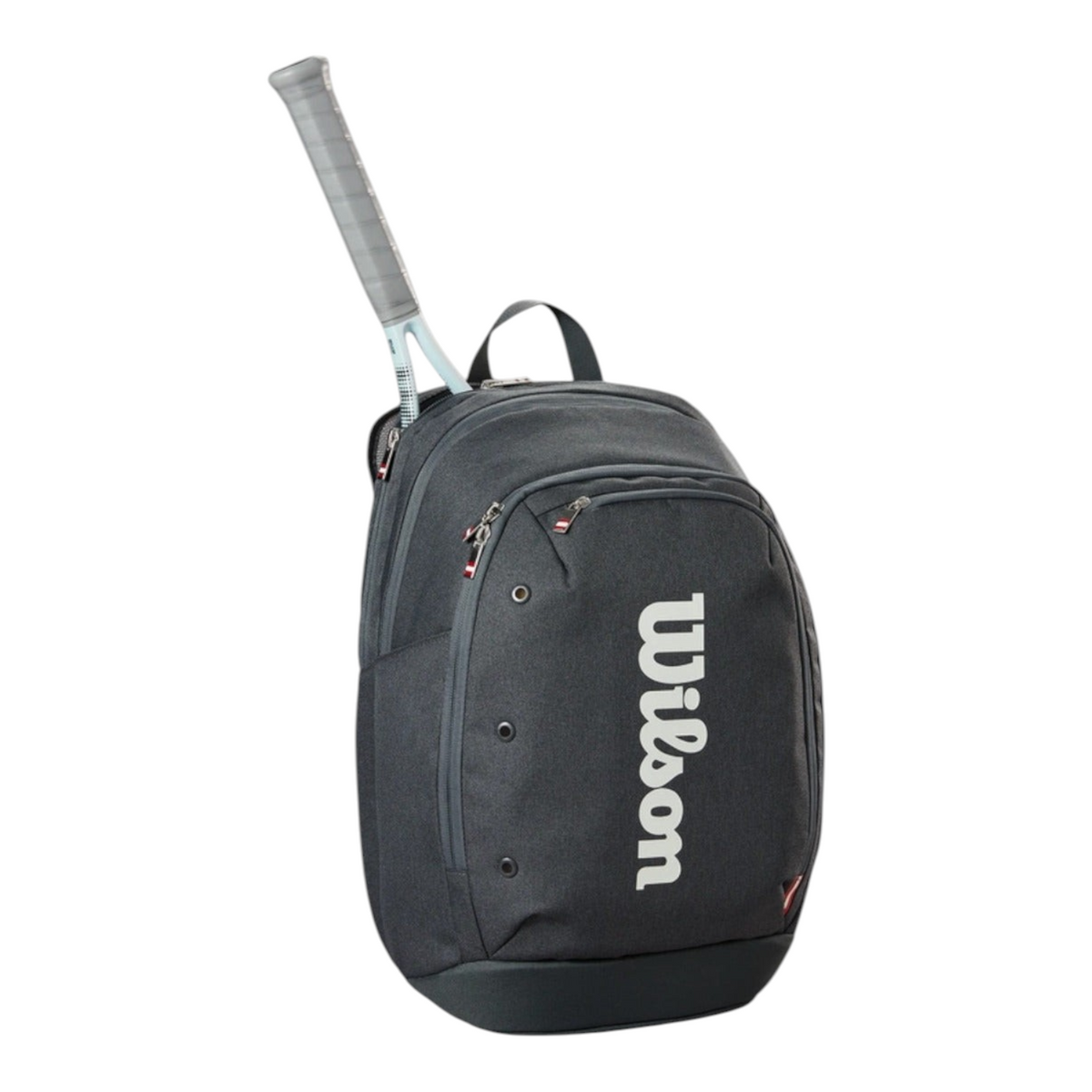 Mochila Radach Sports Wilson Tour negra con compartimento para raqueta y logo Wilson en blanco