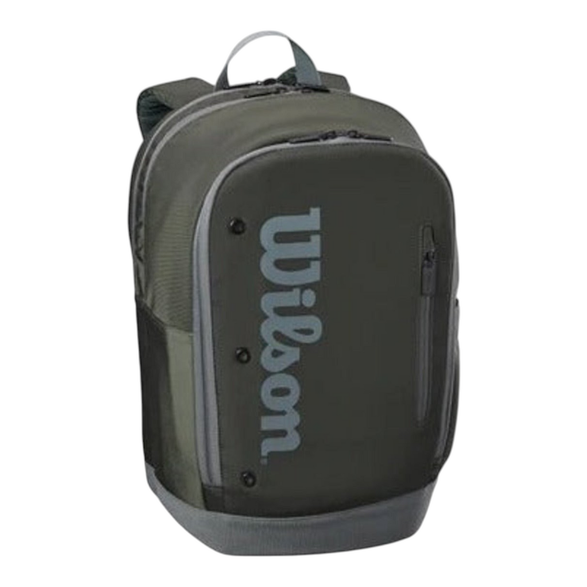 Mochila de tenis Radach Sports Wilson Tour en color verde oscuro con capacidad para dos raquetas y cremalleras