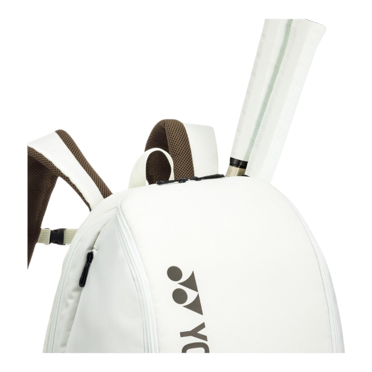 Mochila Radach Sports Yonex Pro color beige arena con capacidad para dos raquetas y correas acolchadas